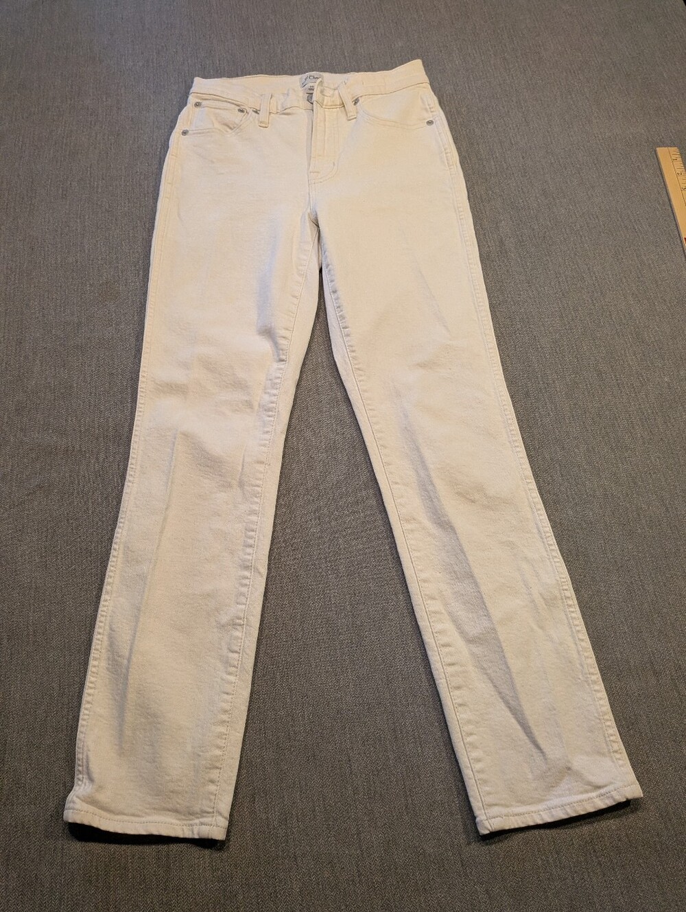 J Crew 9" Vintage Slim Straight Leg Mid-Rise Ankle Jeans Size 26 White Preppy